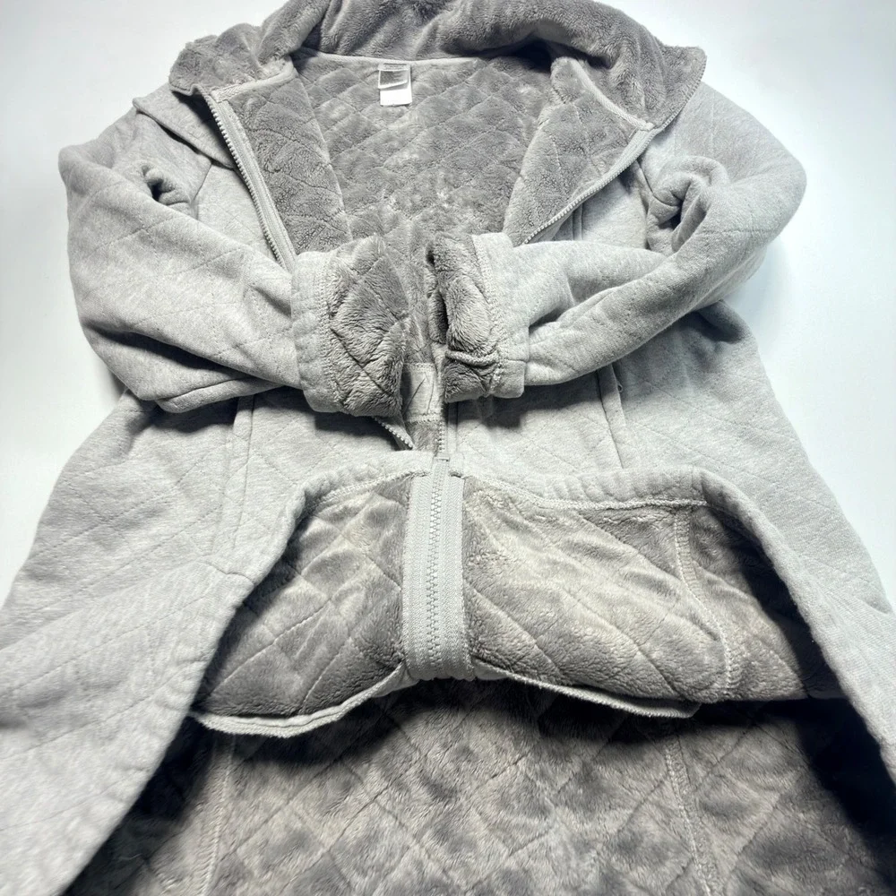 The North Face‎ Women's Quilted Fleece Coat XL Gray Faux Fur Lined Jacket